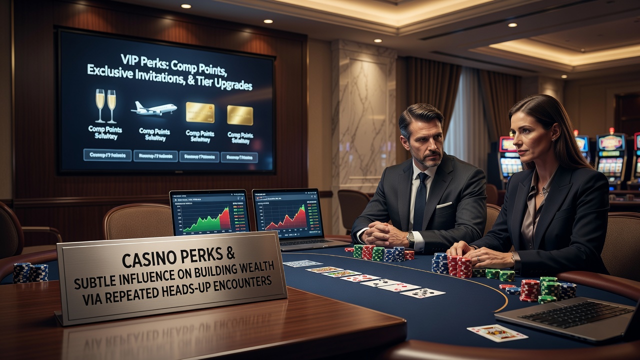 Close-up of casino loyalty card and digital points balance screen at a poker table