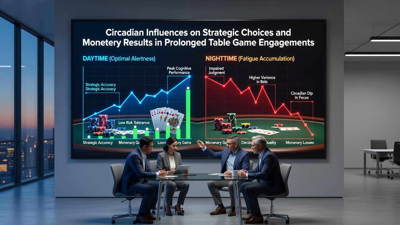 Graph displaying hourly win-rate variations for table game participants aligned with circadian alertness metrics over a 24-hour period