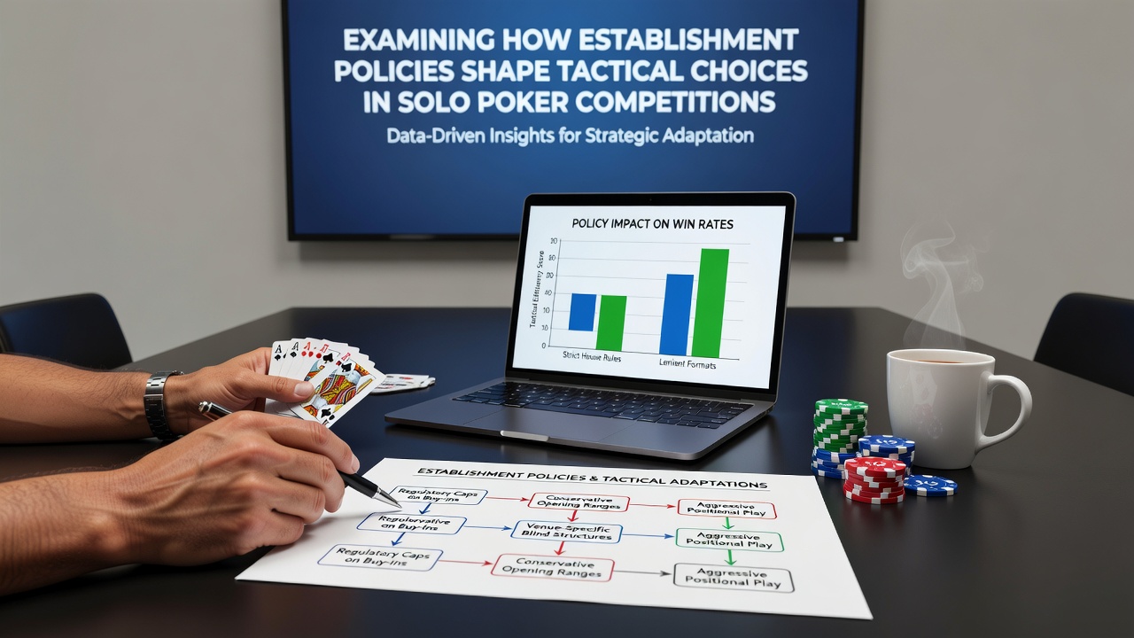 Player analyzing chips and cards during a regulated heads-up poker session