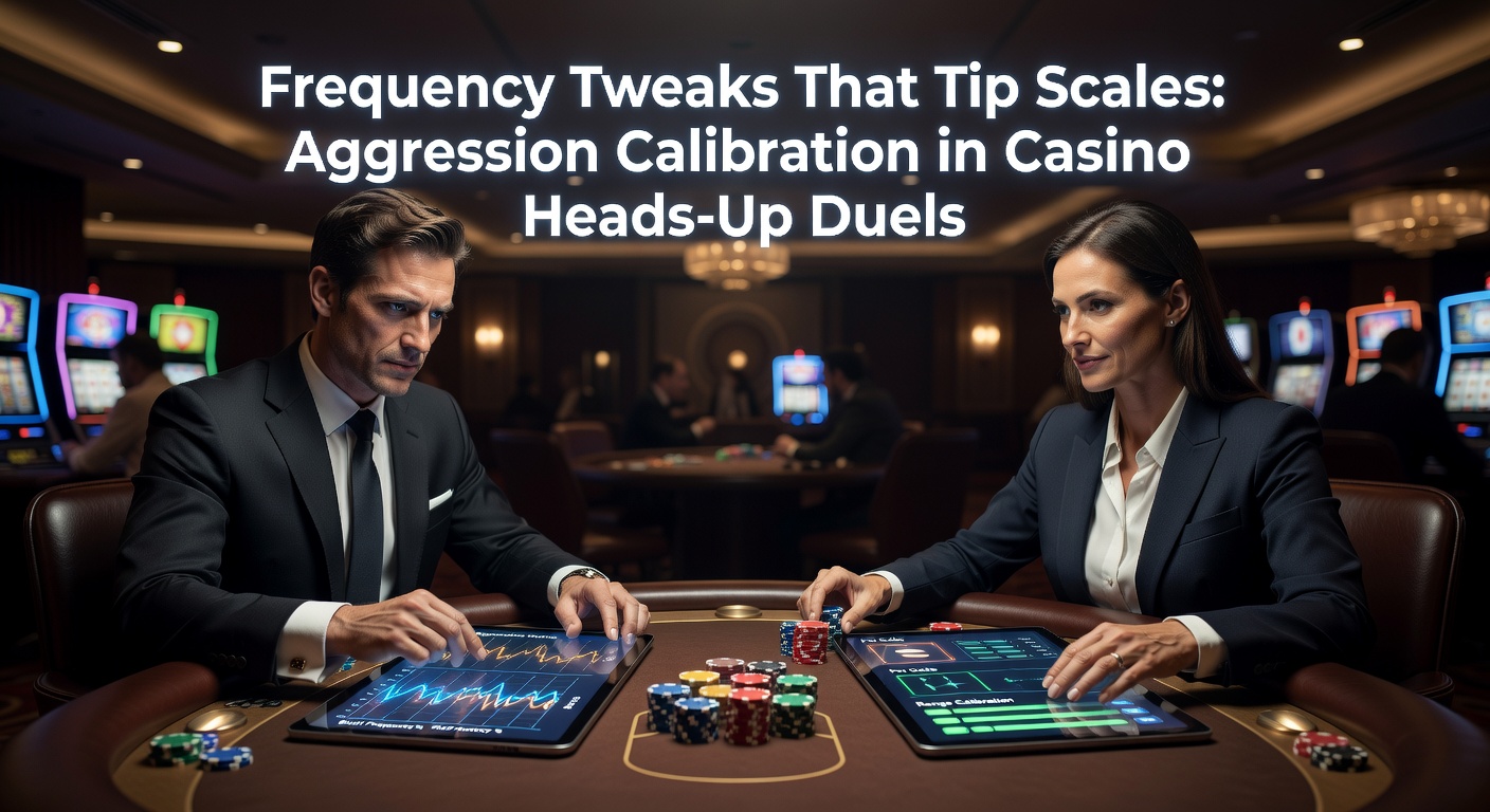 Close-up of poker chips and cards on a casino table during an intense heads-up duel, highlighting strategic tension