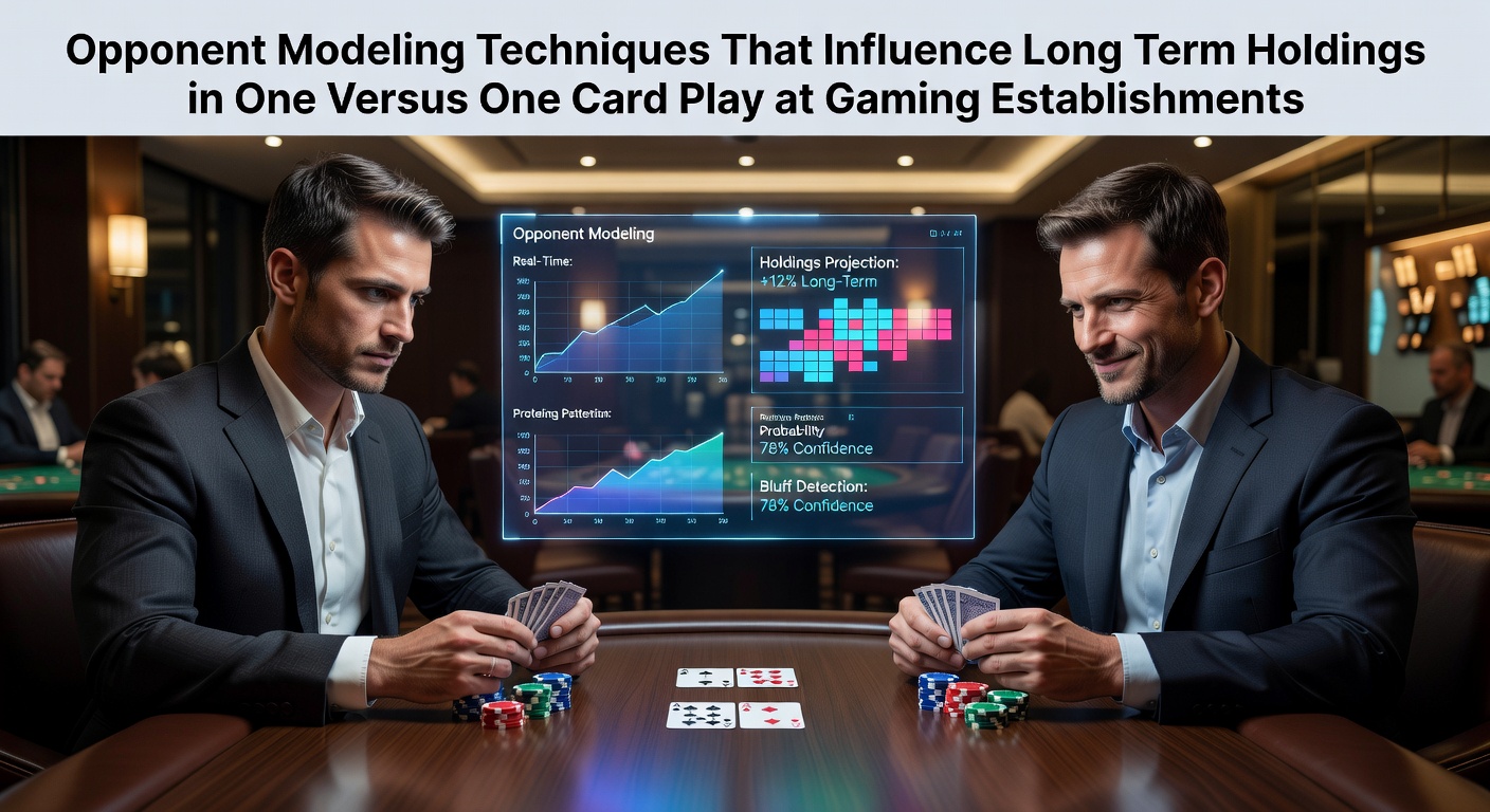 Casino poker table setup showing heads-up play with cards and chips arranged for strategic analysis