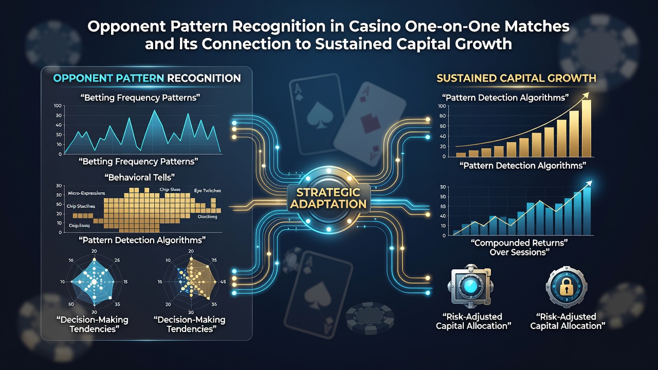 Detailed view of poker chips stacked beside a laptop displaying hand history charts